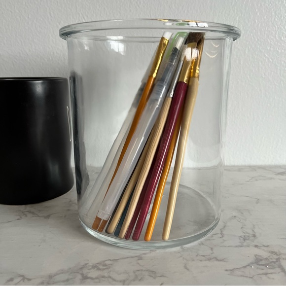 IKEA Accents Ikea Clear Glass Hurricane 57oz Canister Straight Wall